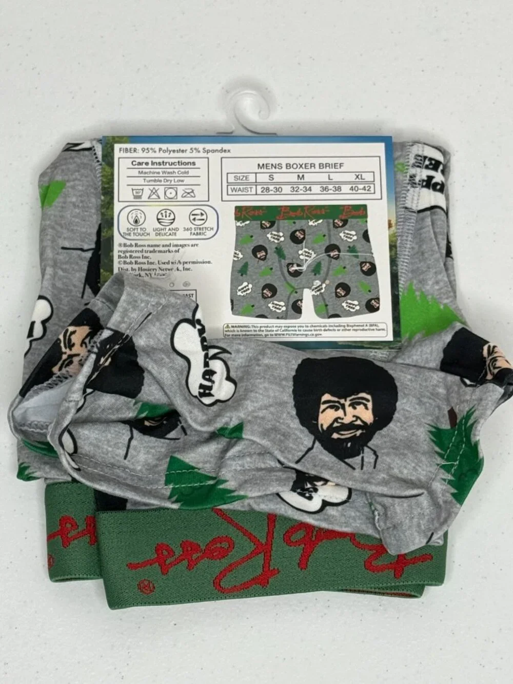 Bob Ross Joy of Painting Mens Boxer Briefs Size XL 40-42 Novelty NWT